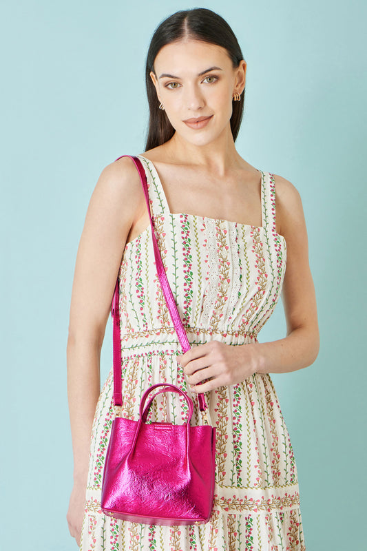 Yumi Pink Metallic Small Tote Bag ACC BAGS Yumi