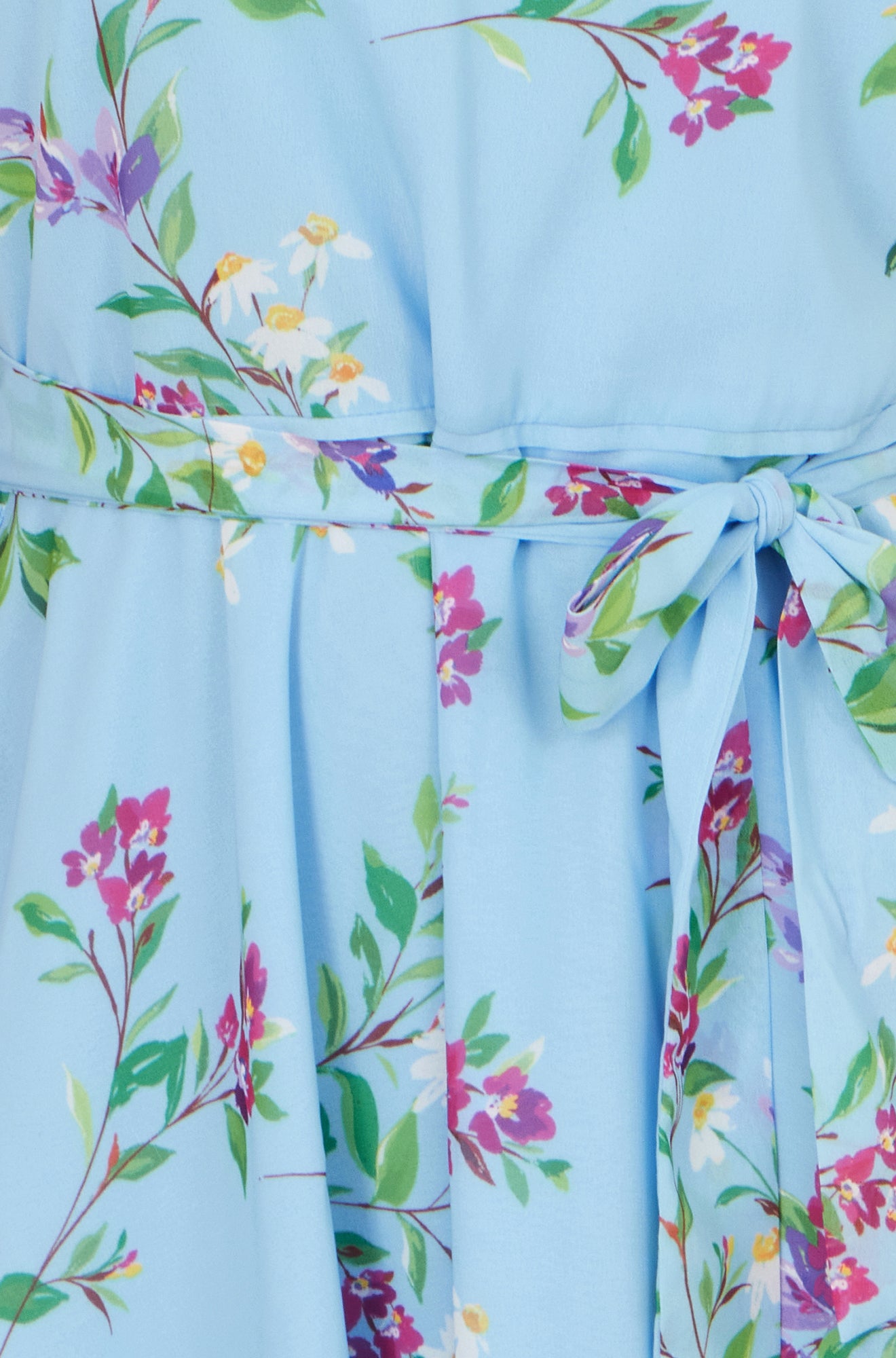 Yumi Blue Floral Print Midi Skater Dress