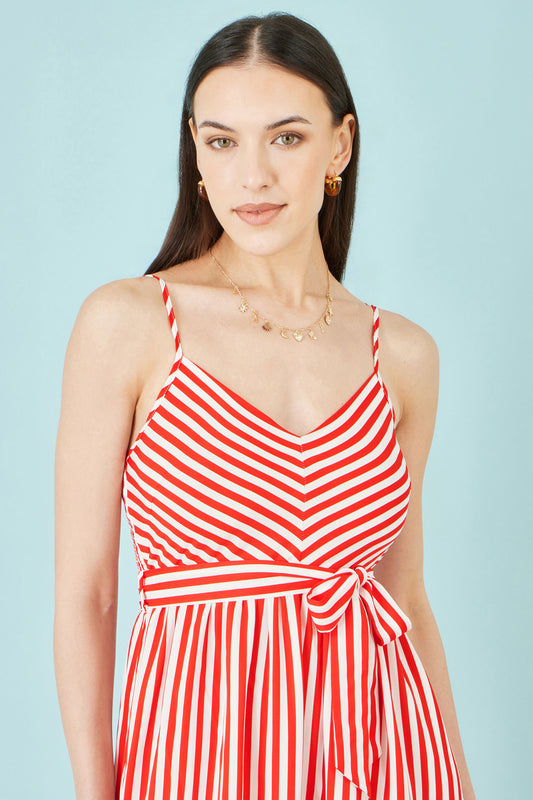 Yumi Red Stripe Midi Sun Dress Beachwear Yumi