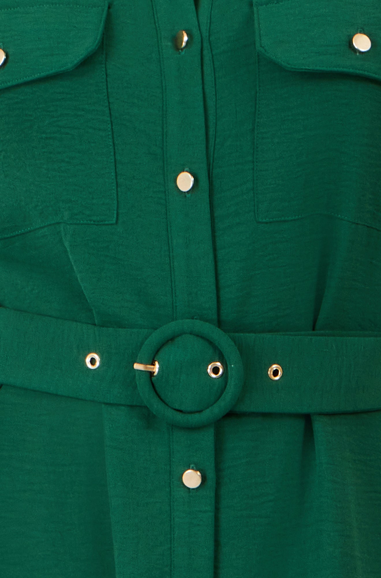 Yumi Green Stretch Midi Shirt Dress Dress Casual Yumi