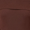 Yumi Brown Bardot Knitted Fitted Midi Dress Knit Dress Yumi