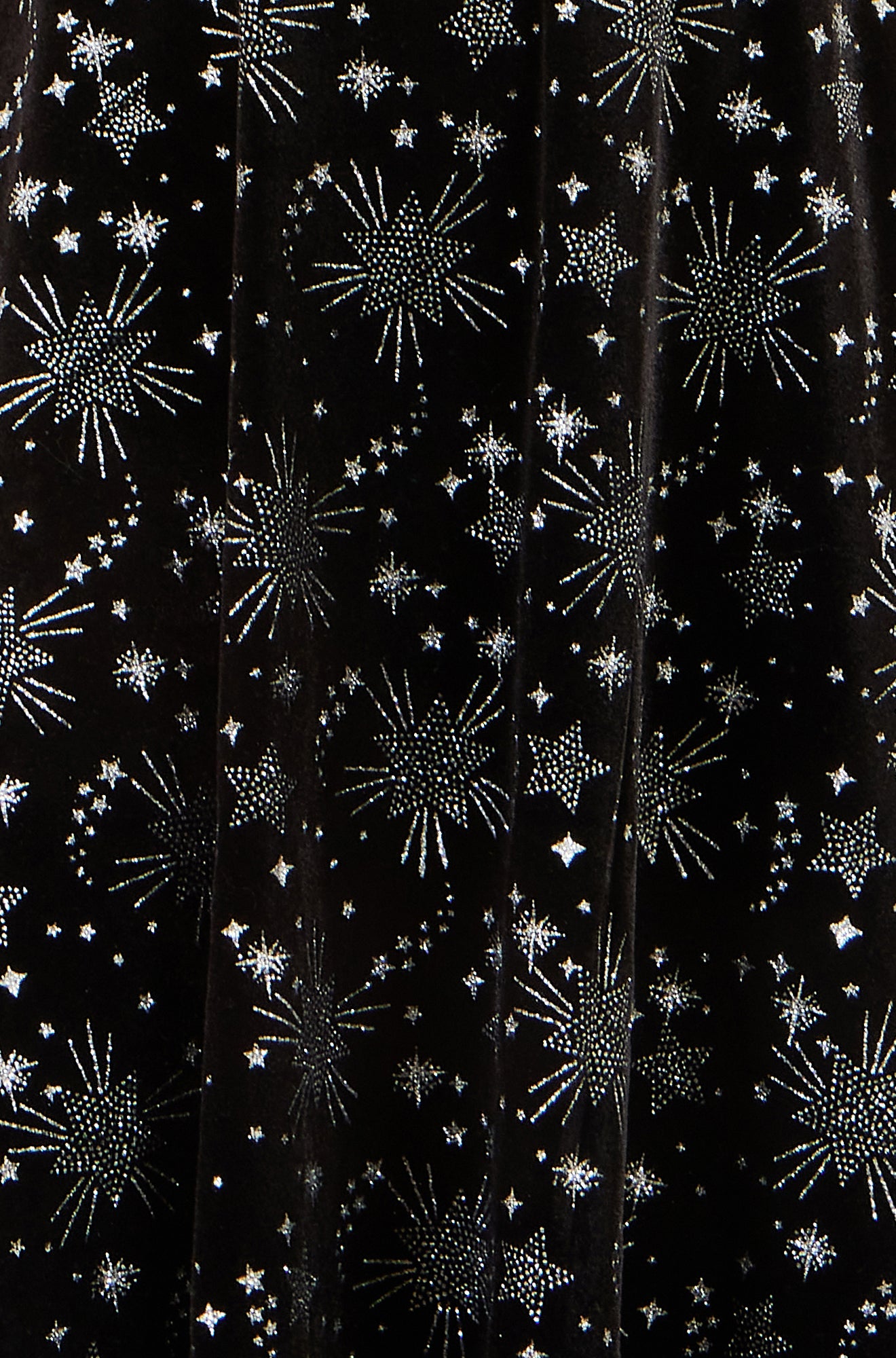 Yumi Black Starburst Foil Print Long Sleeve Skater Dress