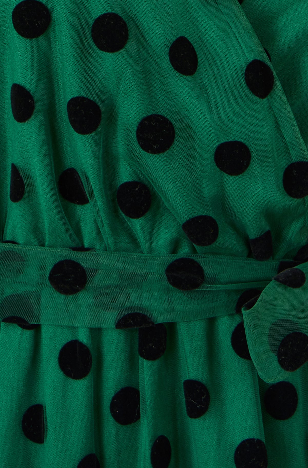 Yumi Green Spot Mesh Wrap Midi Skater Dress DRES Party Yumi