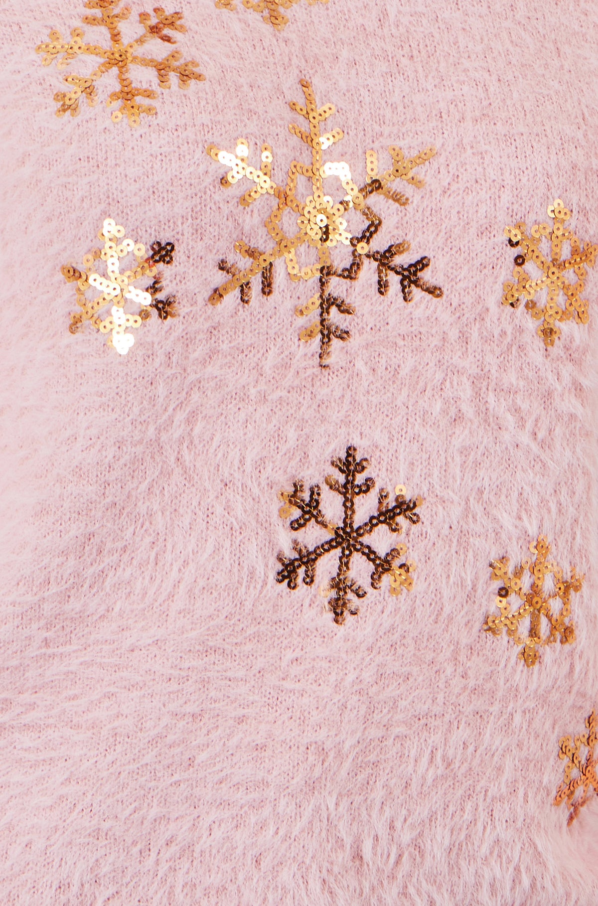 Yumi Pink Sequin Snowflake Fluffy Jumper
