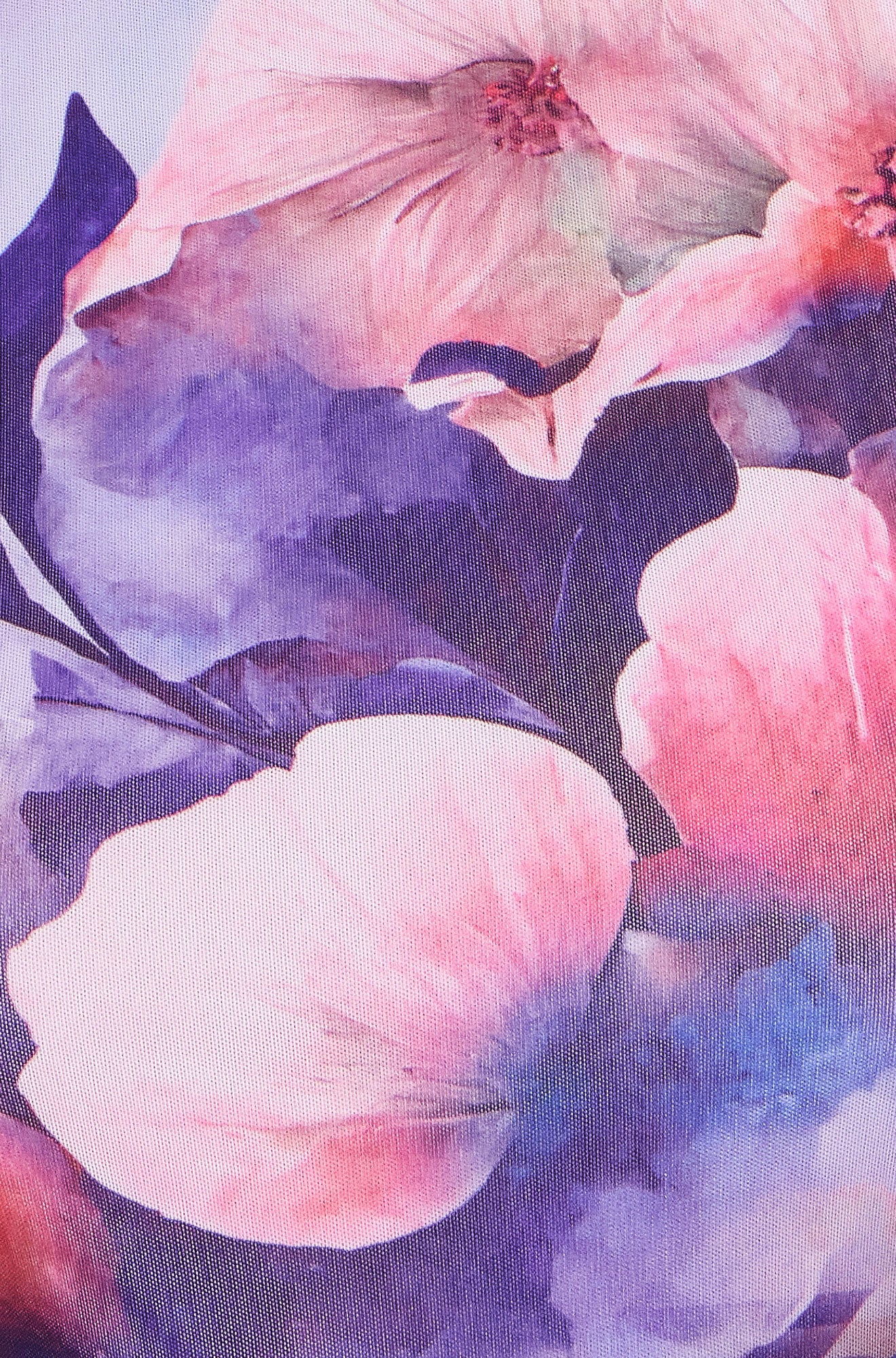 Yumi Purple Floral Mesh Midi Dress With Tie Back