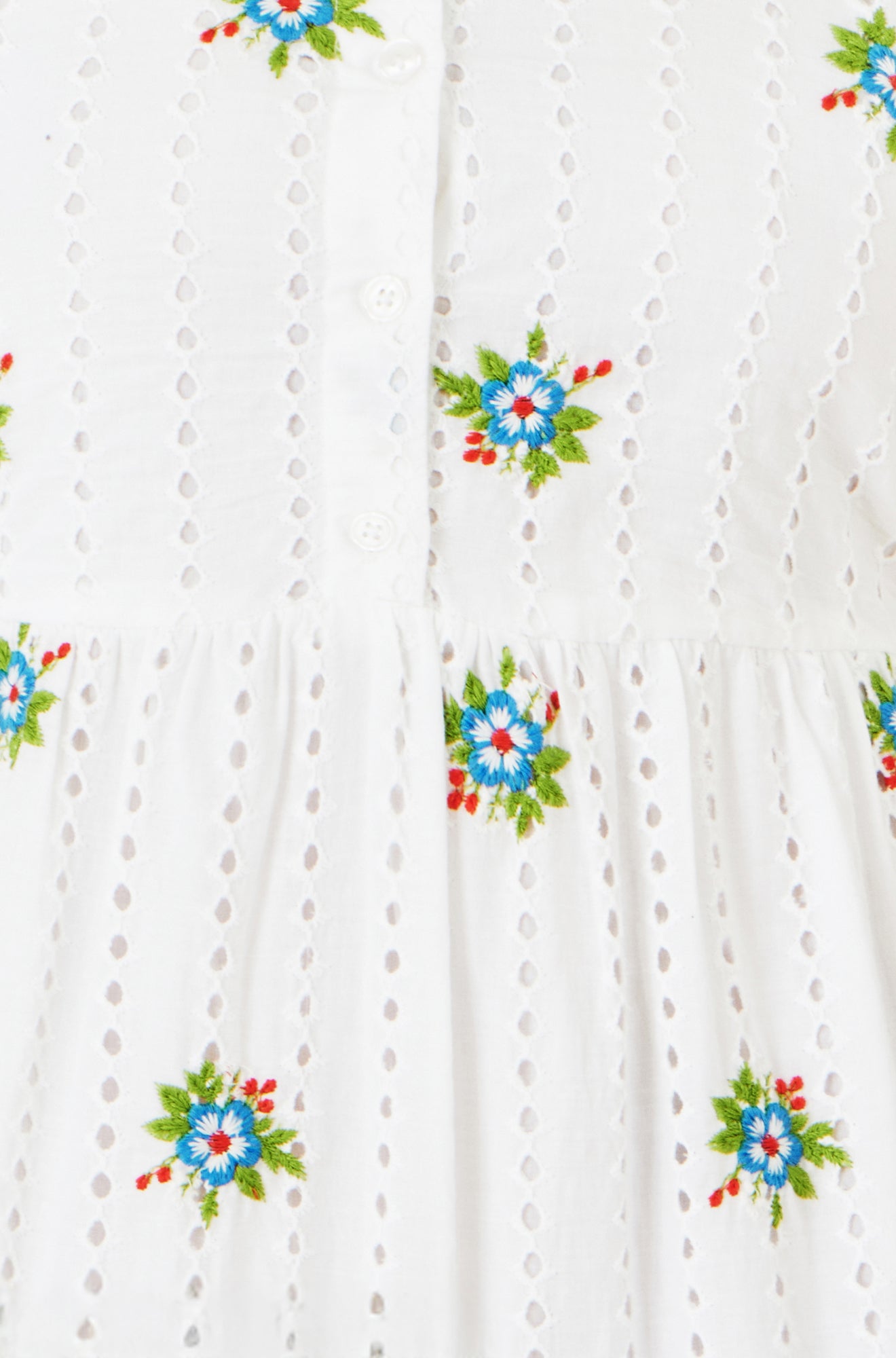 Yumi White Cotton Embroidered Broderie Anglaise Midi Sun Dress Beachwear Yumi