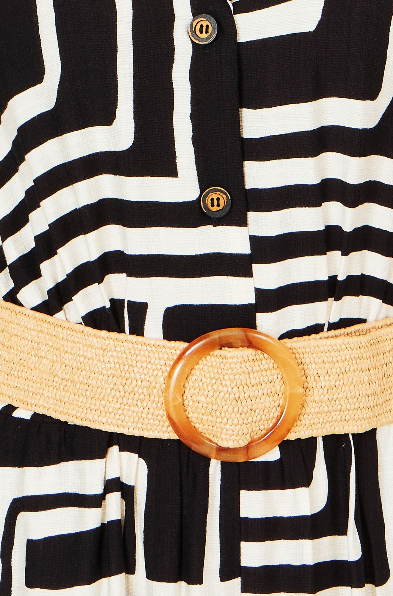 Yumi Black Viscose Geo Print Midi Shirt Dress With Matching Belt Dress Casual Yumi