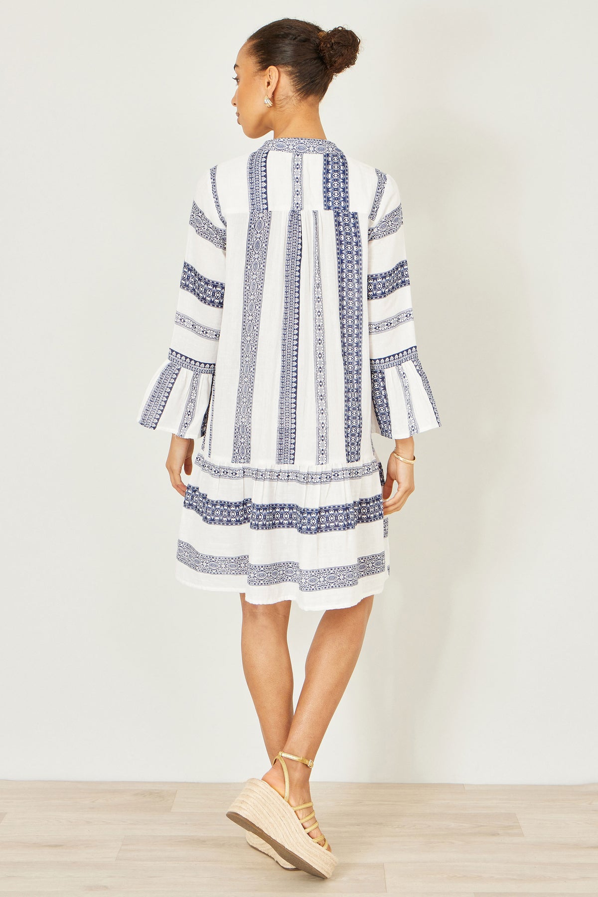 Yumi White Cotton Stripe Tunic Beachwear Yumi