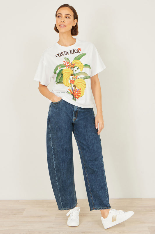 Yumi White Costa Rica Cotton T Shirt Tops Yumi