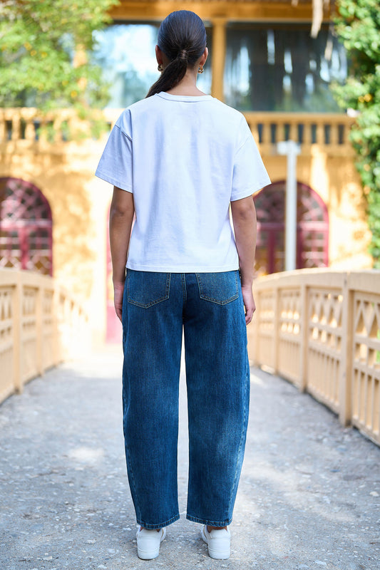 Yumi White Retro Relaxed Lemon Print Cotton T Shirt Tops Yumi