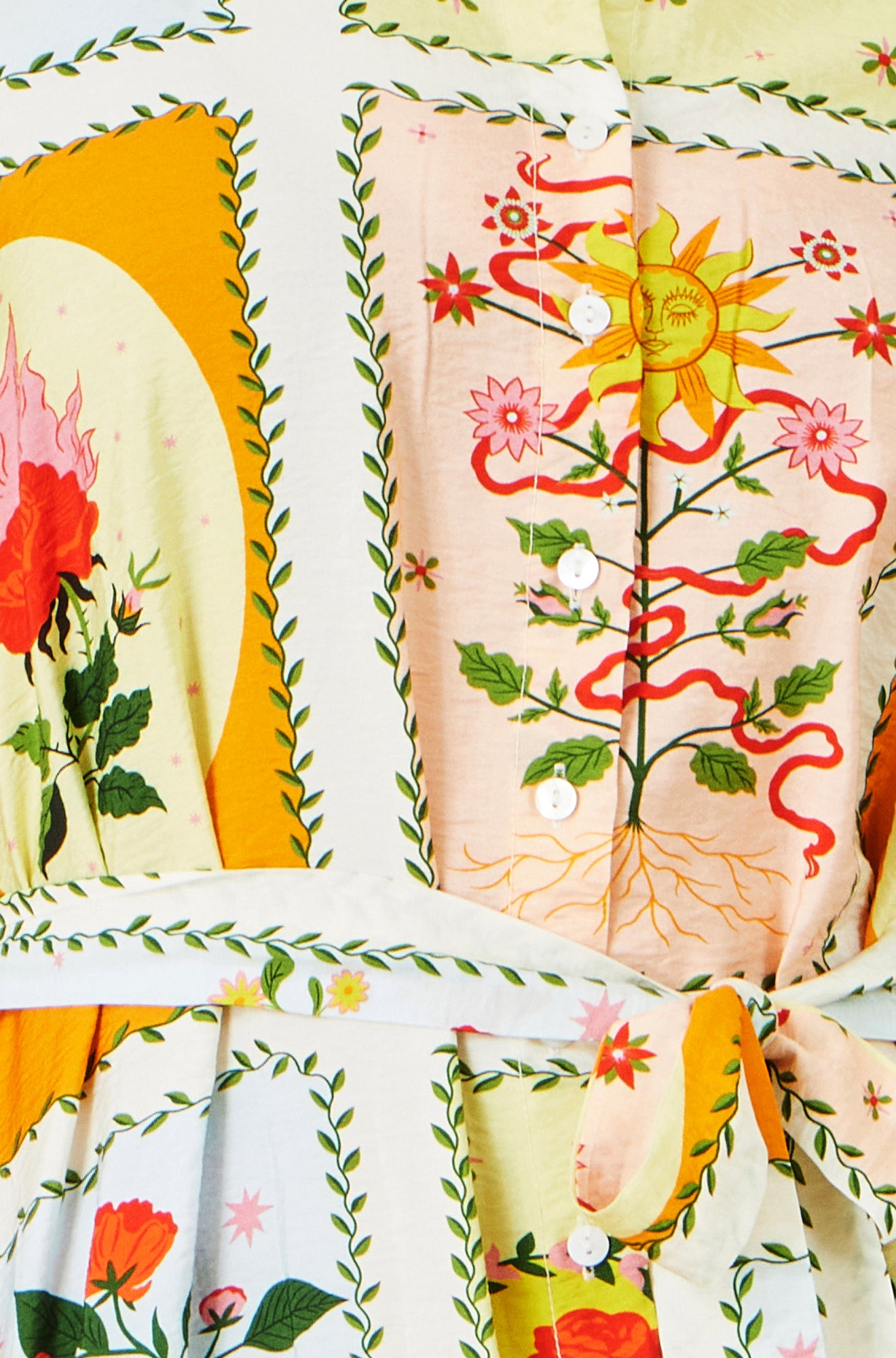 Yumi Multicolour Sun Patchwork Print Shirt Dress Dress Casual Yumi