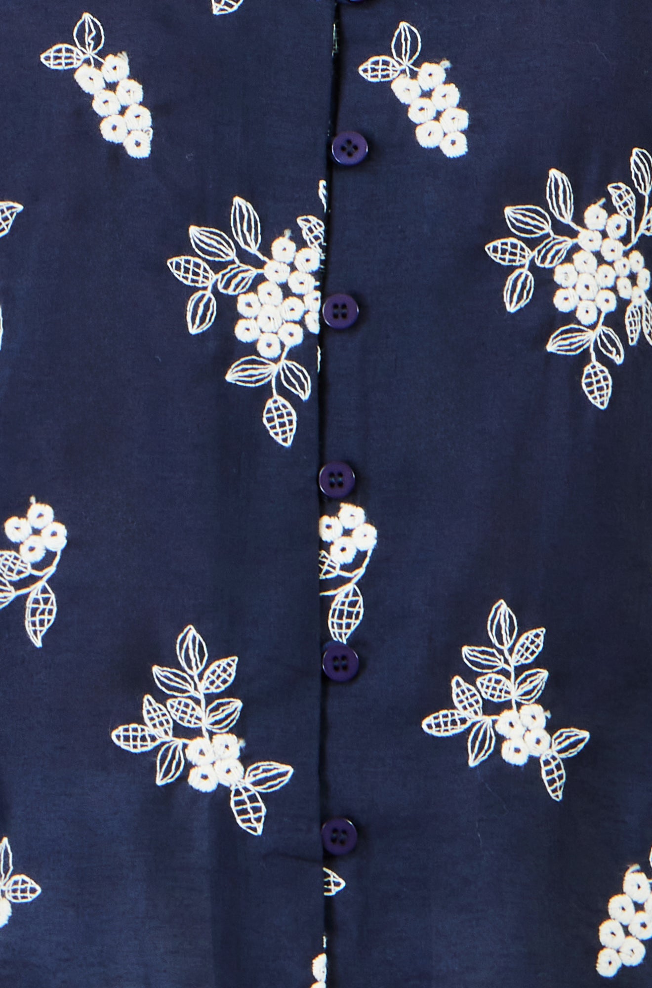 Yumi Navy Broderie Shirt With Fluted Sleeves Tops Yumi