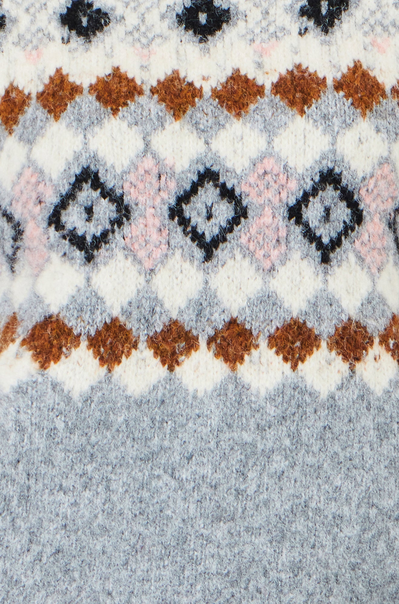 Yumi Grey Fairisle Wool Blend Relaxed Jumper