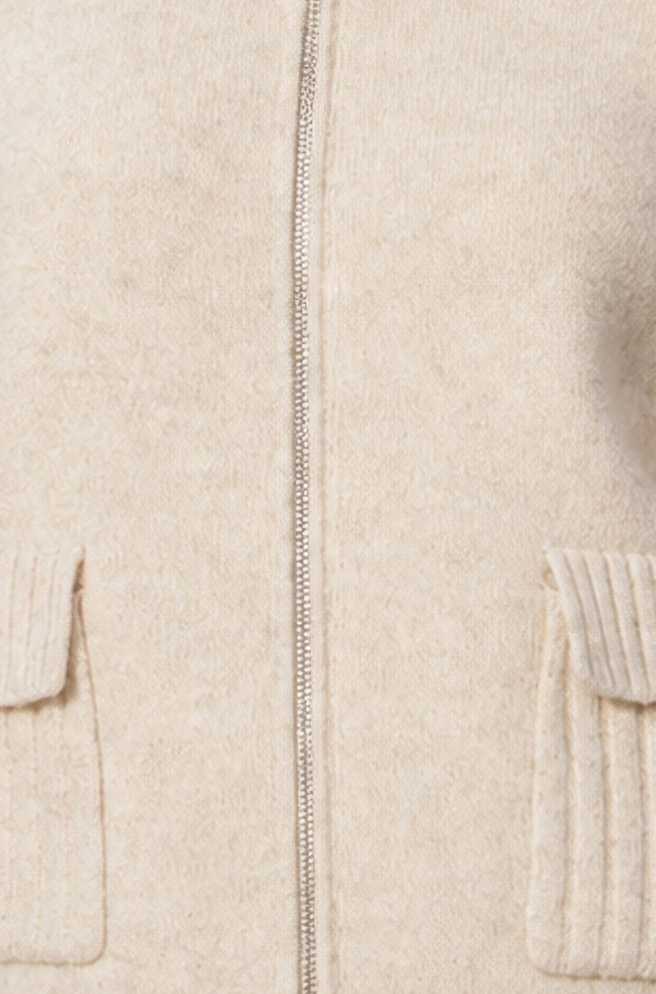 Yumi Oatmeal Zip Up Cardigan Knit Cardigan Yumi