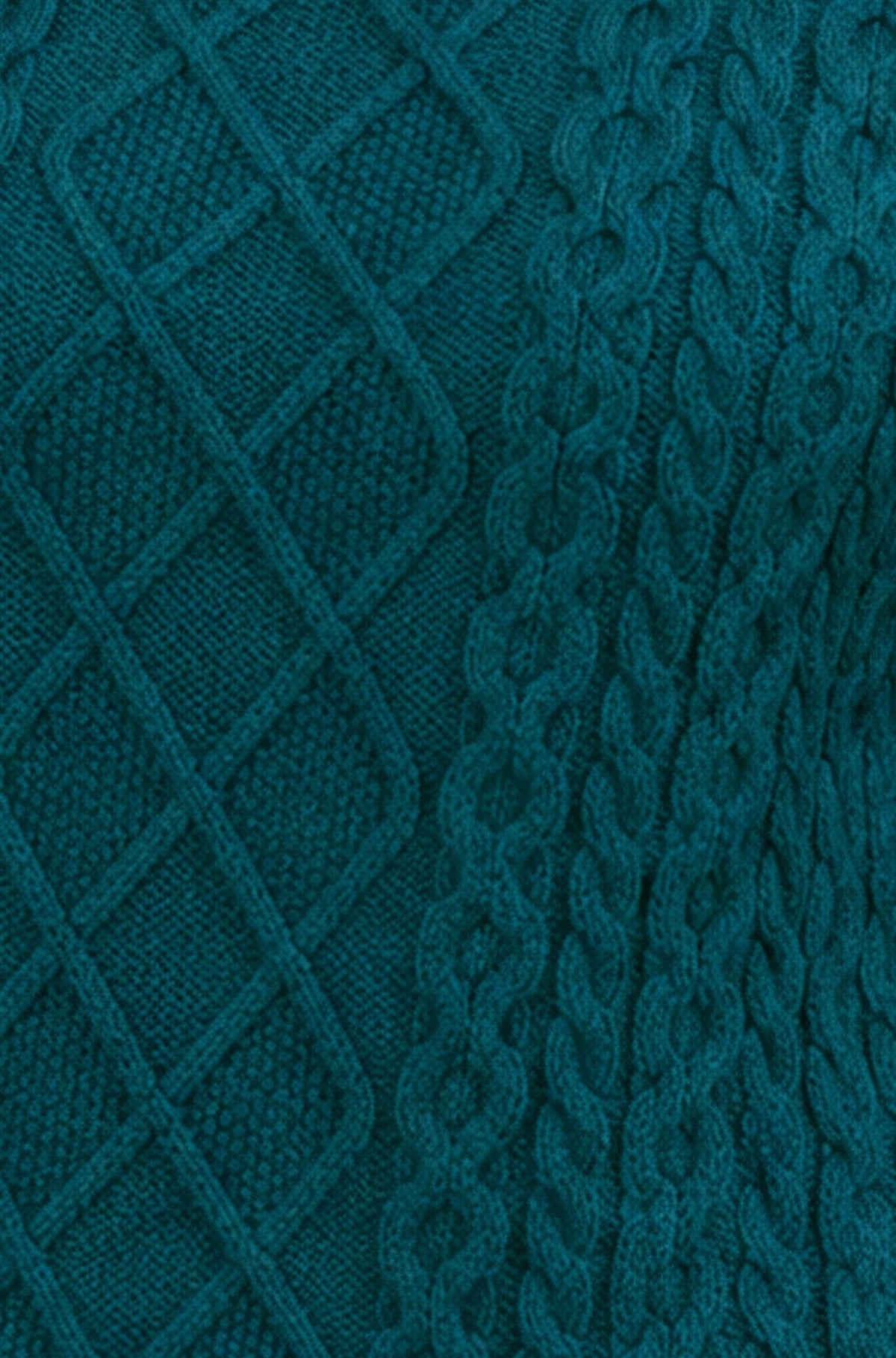 Yumi Teal Cable Knit Roll Neck Jumper