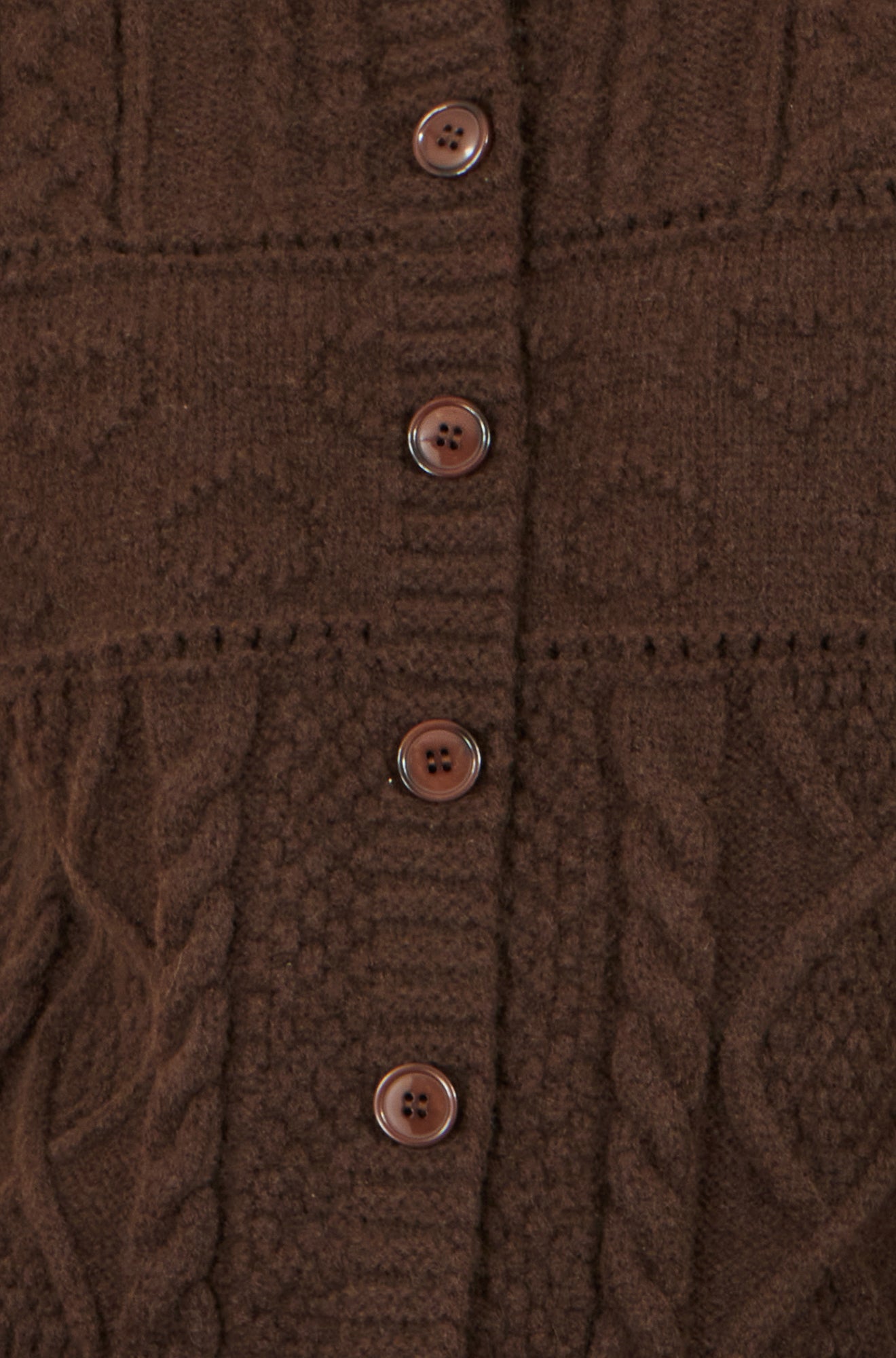Yumi Brown Cable Knit Boxy Jacket Knit Cardigan Yumi
