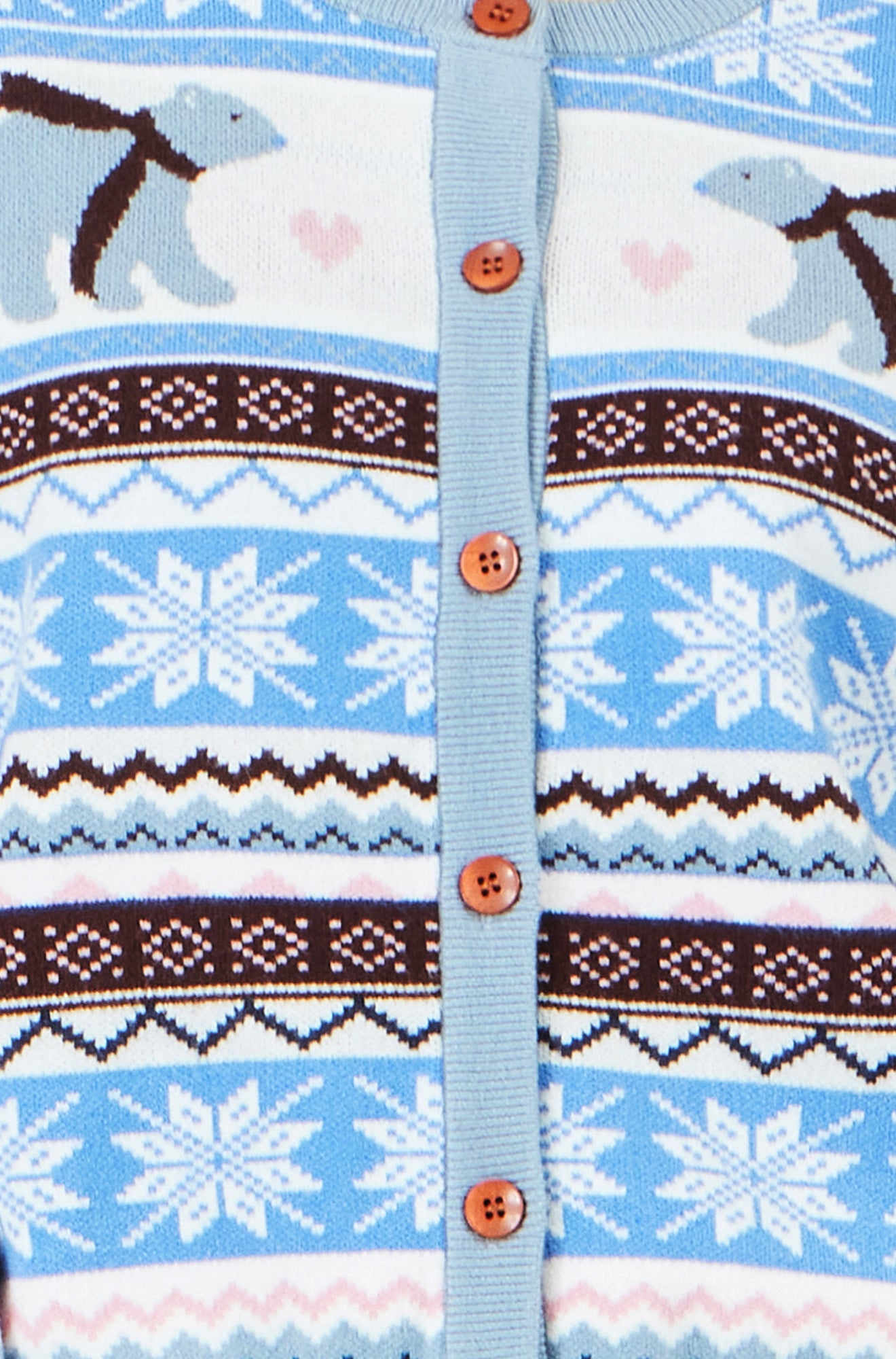 Yumi Blue Polar Bear Fairisle Cardigan