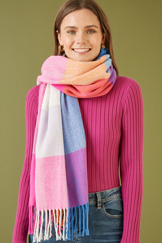 Yumi Multicolour Herringbone Oversize Scarf Yumi