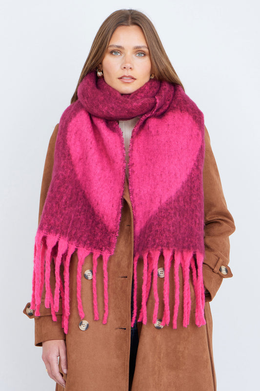 Yumi Pink Heart Super Fluffy Scarf ACC SCARF Yumi