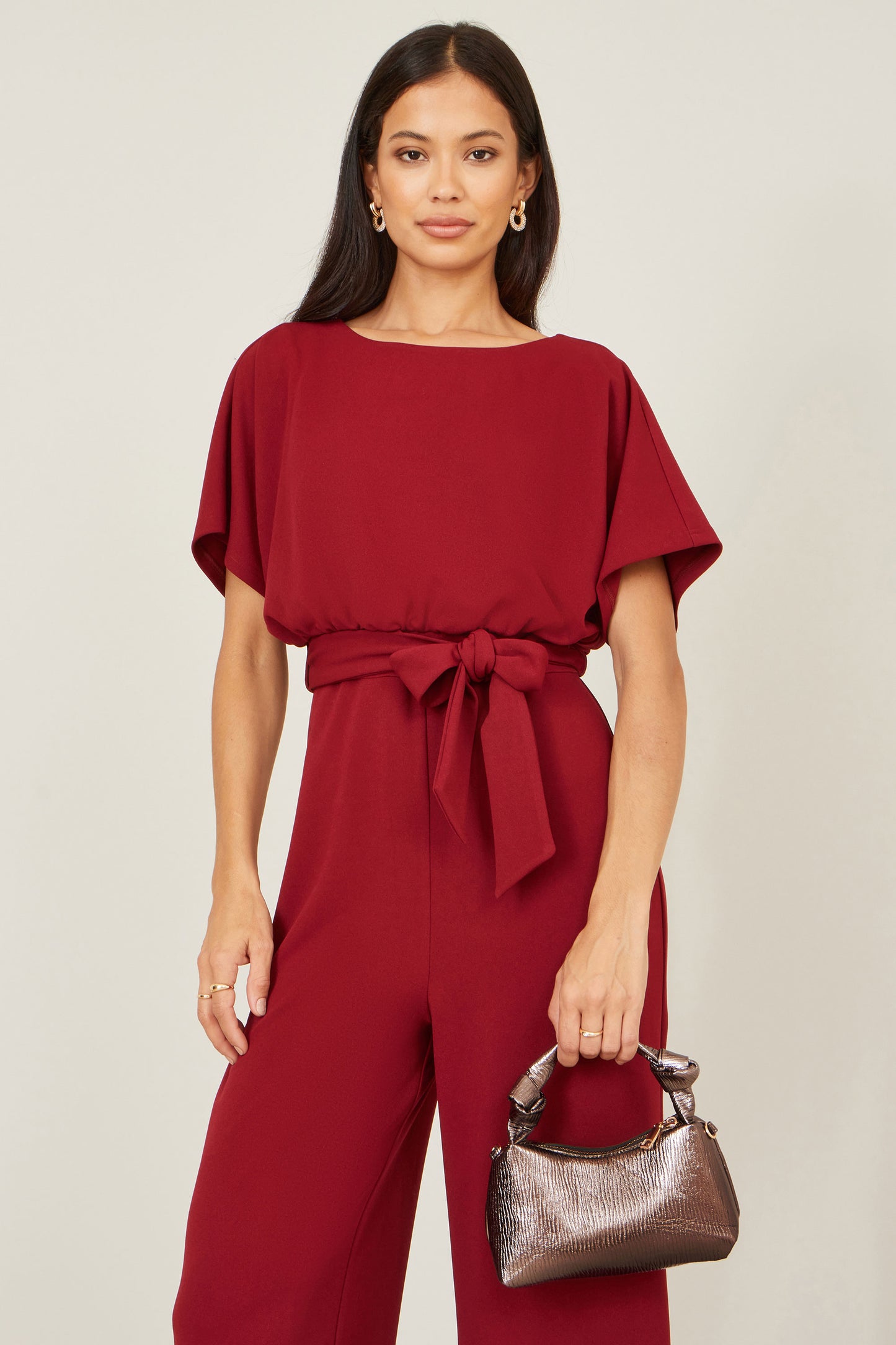 Yumi Pewter Textured Small Knot Handle Handbag ACC BAGS Yumi