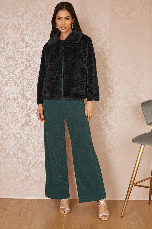 Yumi Black Faux Fur Short Jacket COAT Yumi