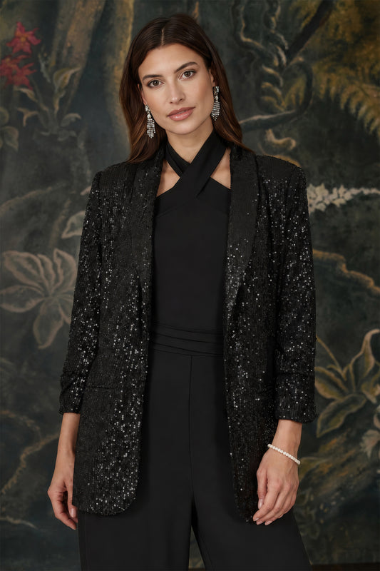 Yumi Black Sequin Blazer With Pockets Yumi