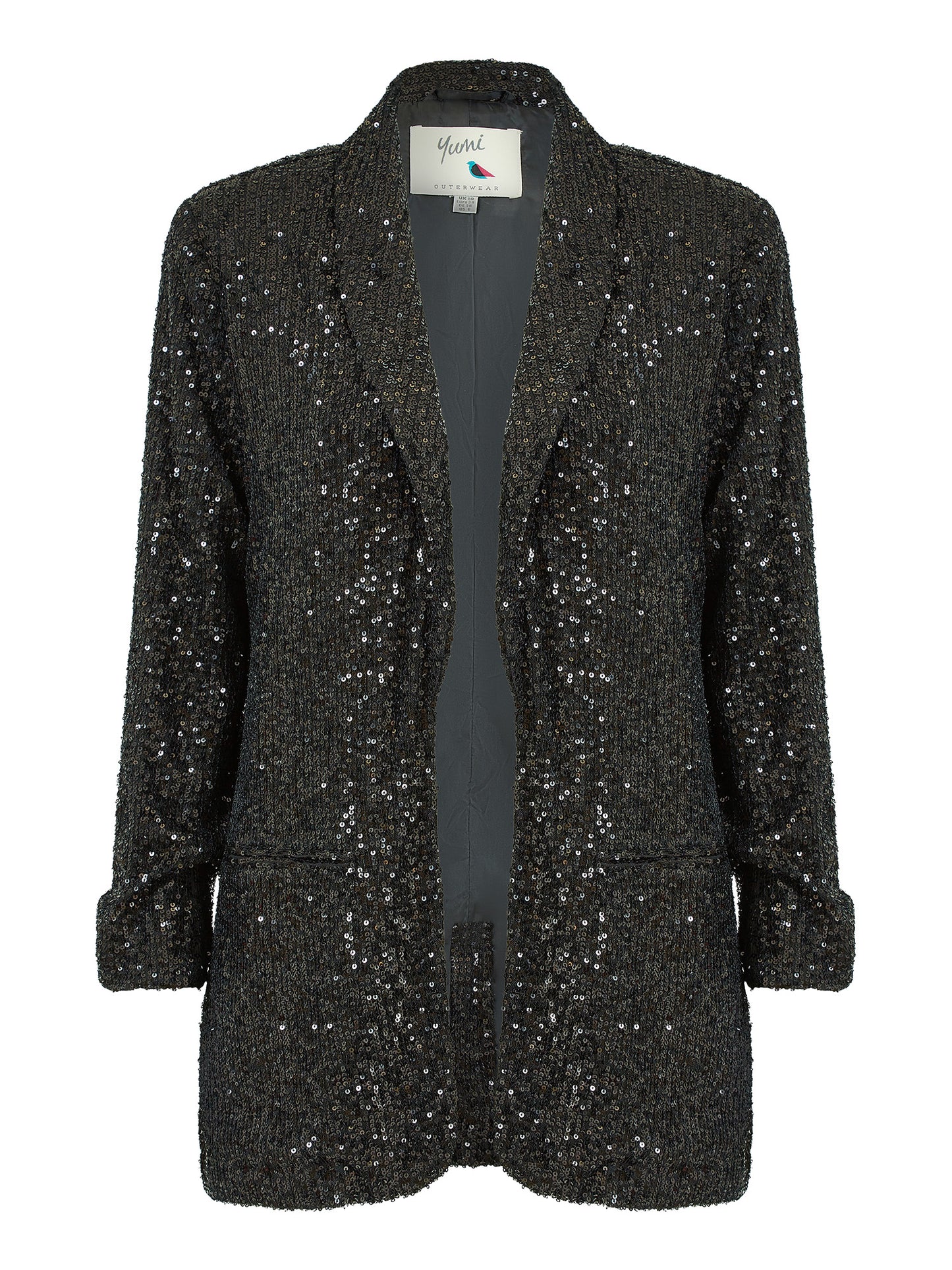 Yumi Black Sequin Blazer With Pockets Yumi