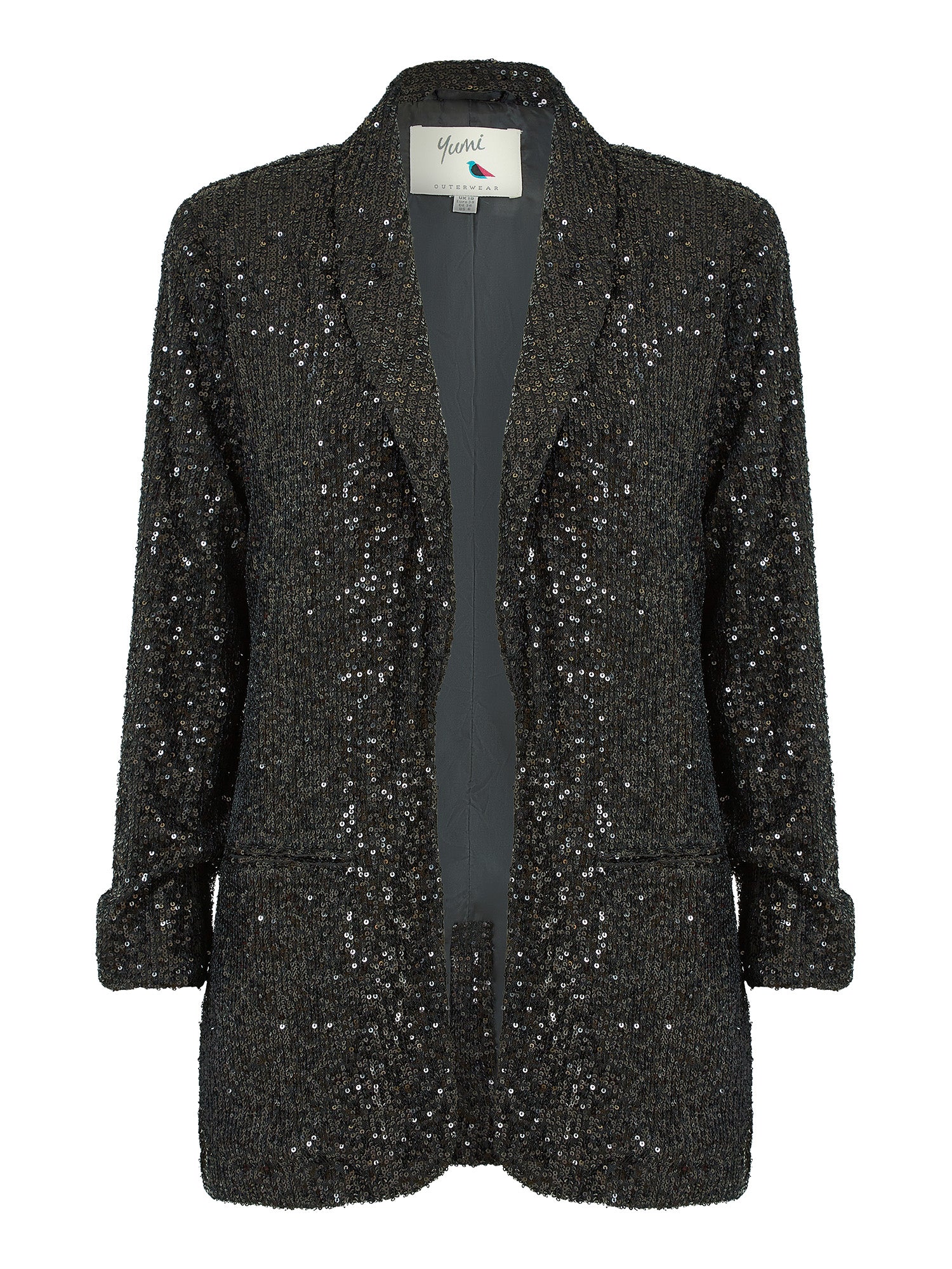 Yumi Black Sequin Blazer With Pockets Yumi