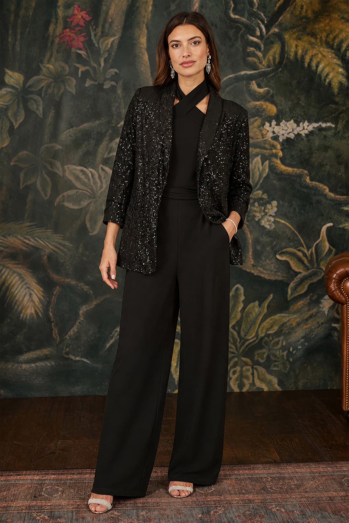 Yumi Black Sequin Blazer With Pockets Yumi