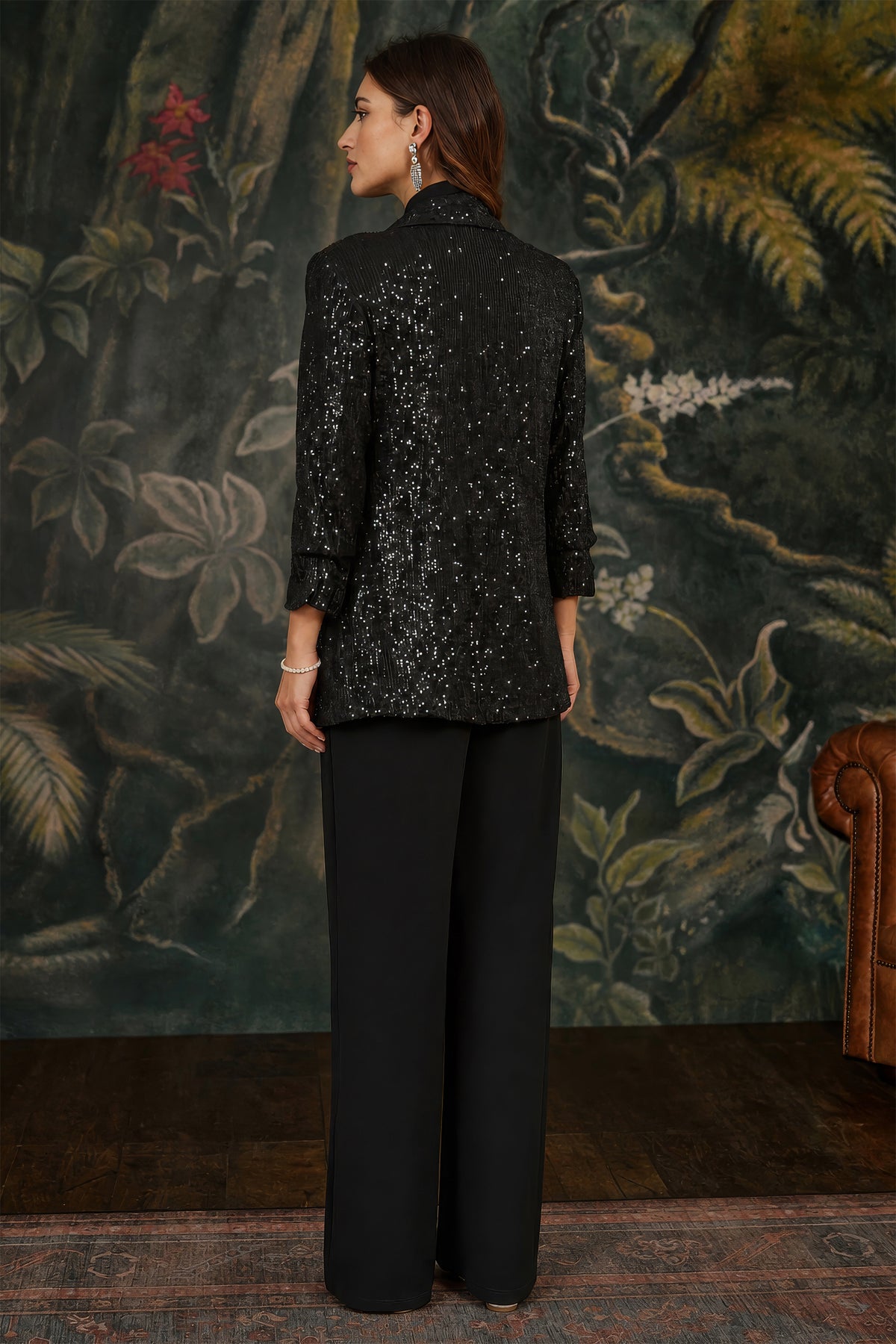Yumi Black Sequin Blazer With Pockets Yumi