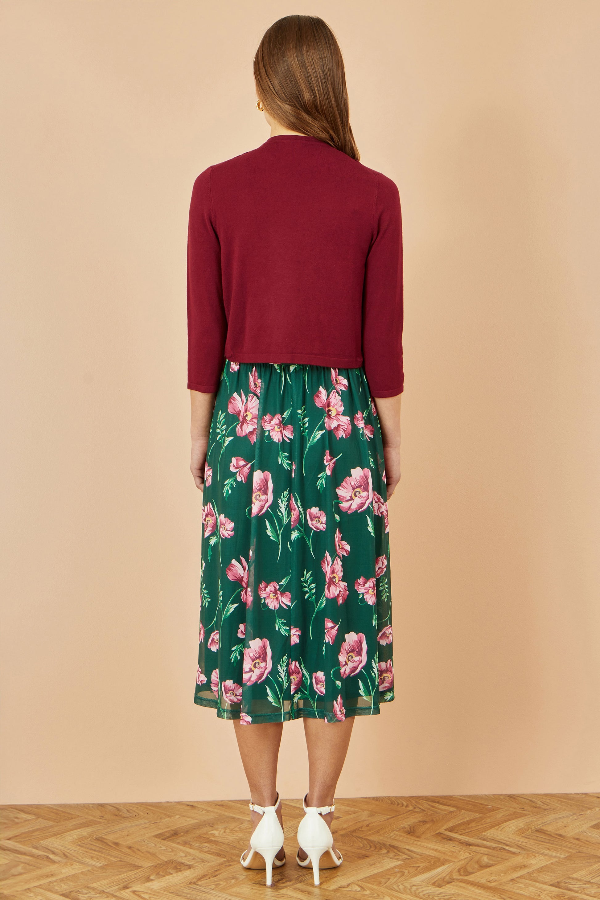 Yumi Burgundy Knitted Bolero Knit Cardigan Yumi