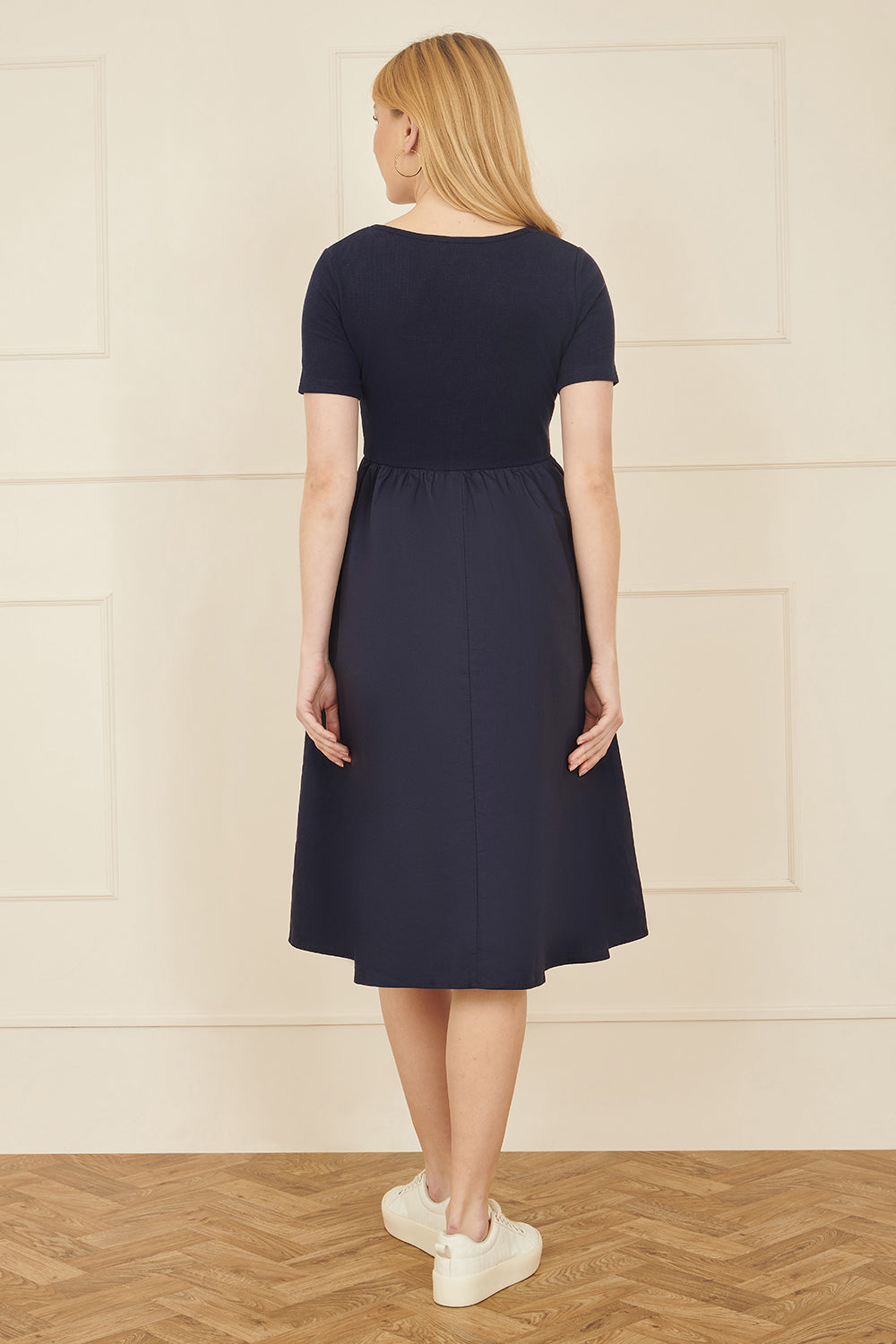 Yumi Navy Jersey Top and Cotton Midi Dress DRES Day Yumi