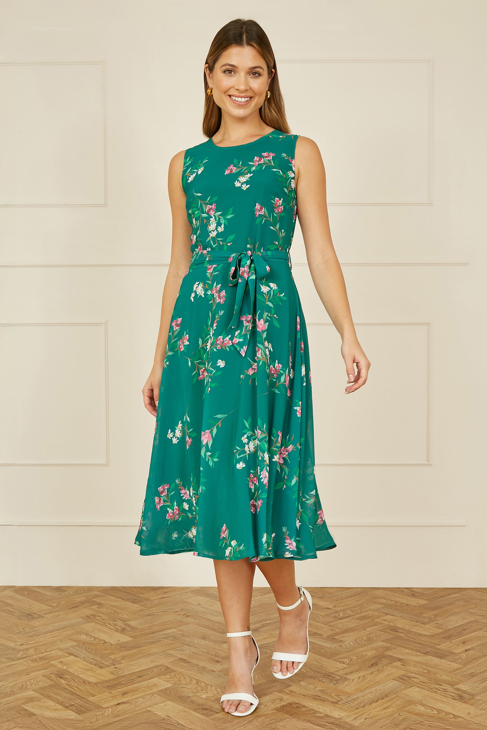 Yumi Green Daisy Print Skater Dress DRES Party Yumi