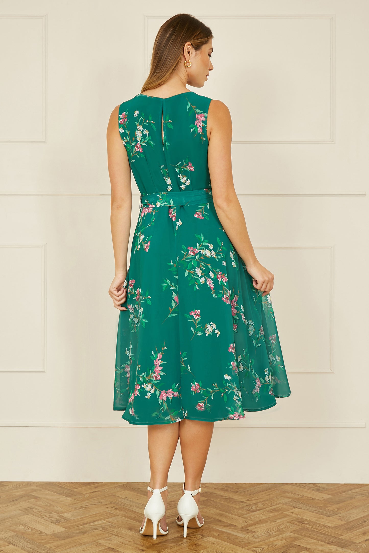 Yumi Green Daisy Print Skater Dress DRES Party Yumi