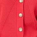 Yumi Red Relaxed Fit Cardigan With Stitch Detail Knit Cardigan Yumi