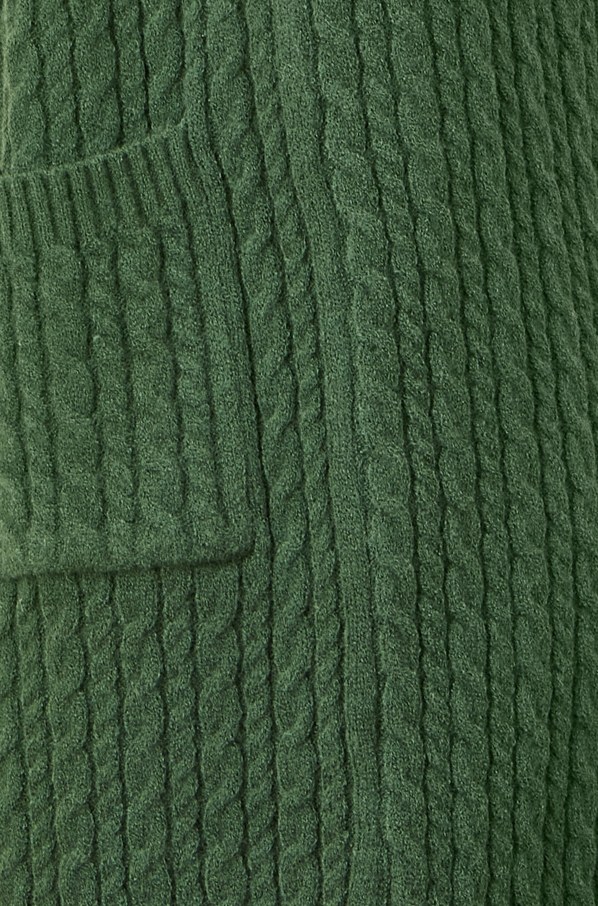 Yumi Green Cable Knit Edge to Edge Long Cardigan With Pockets Knit Cardigan Yumi