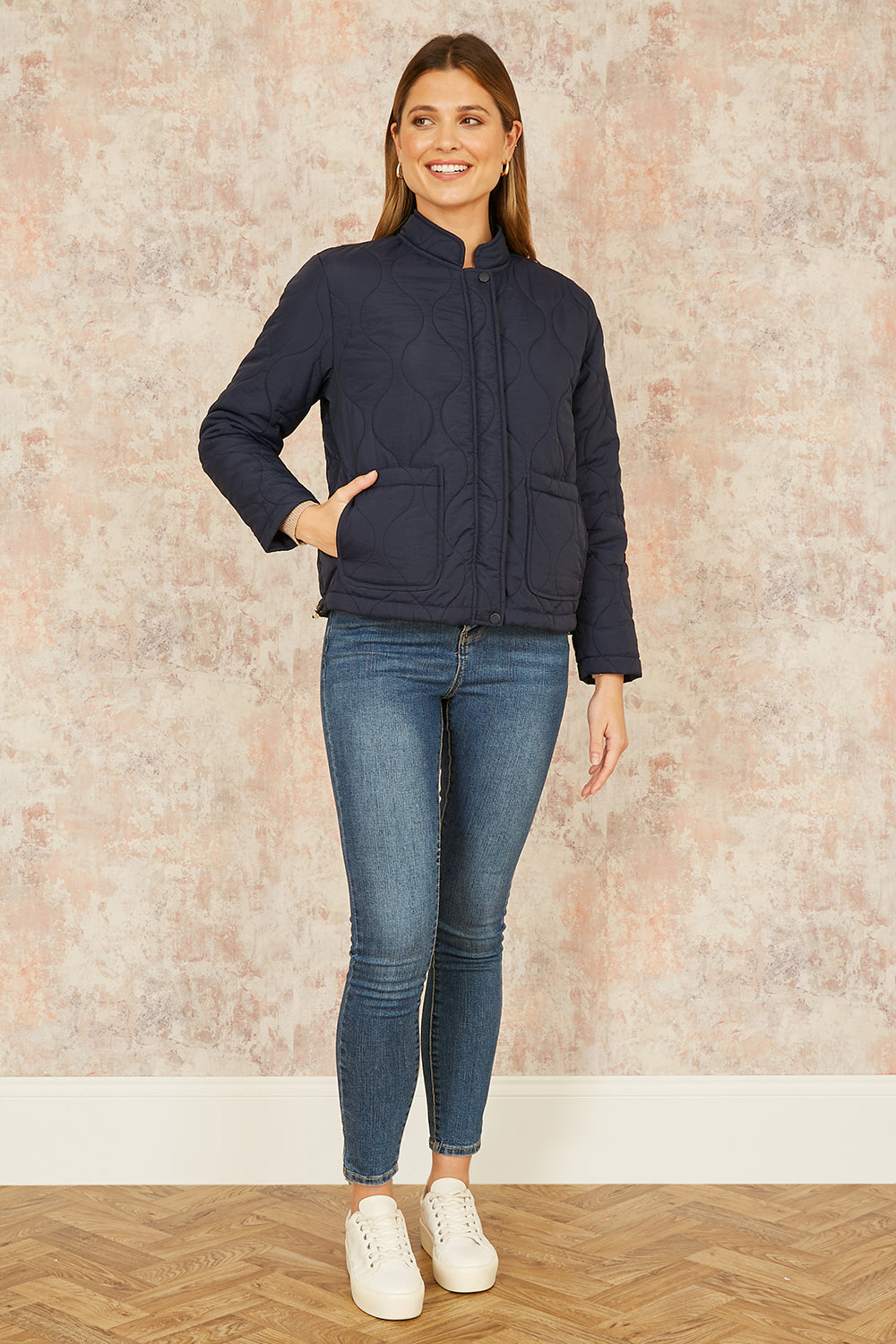 Yumi Navy Short Quilted Jacket JACKET Yumi