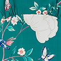 Yumi Green Mesh Bird And Floral Print Midi Dress With Ruffles Occasionwear Yumi
