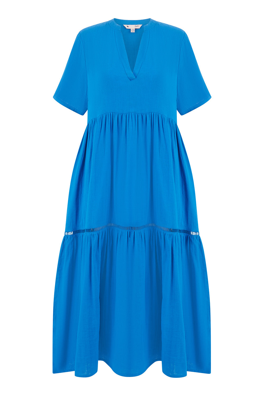 Yumi Blue Double Cotton Long Kaftan DRES Midi Yumi