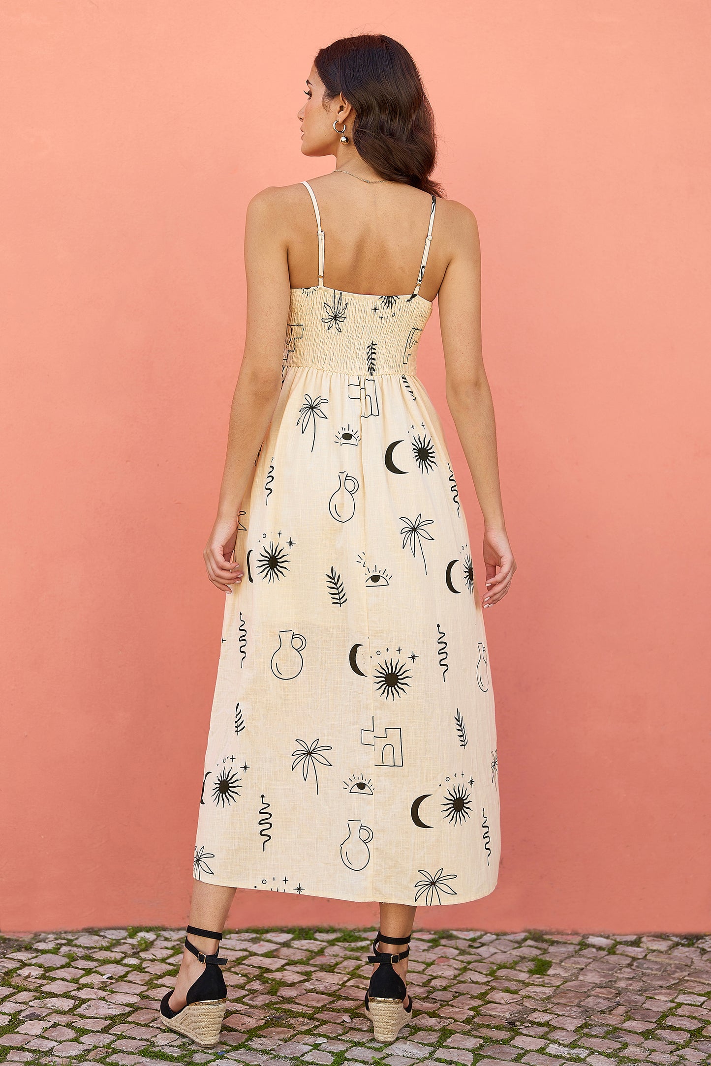 Yumi Ivory Mystic Print Midi Sundress Beachwear Yumi