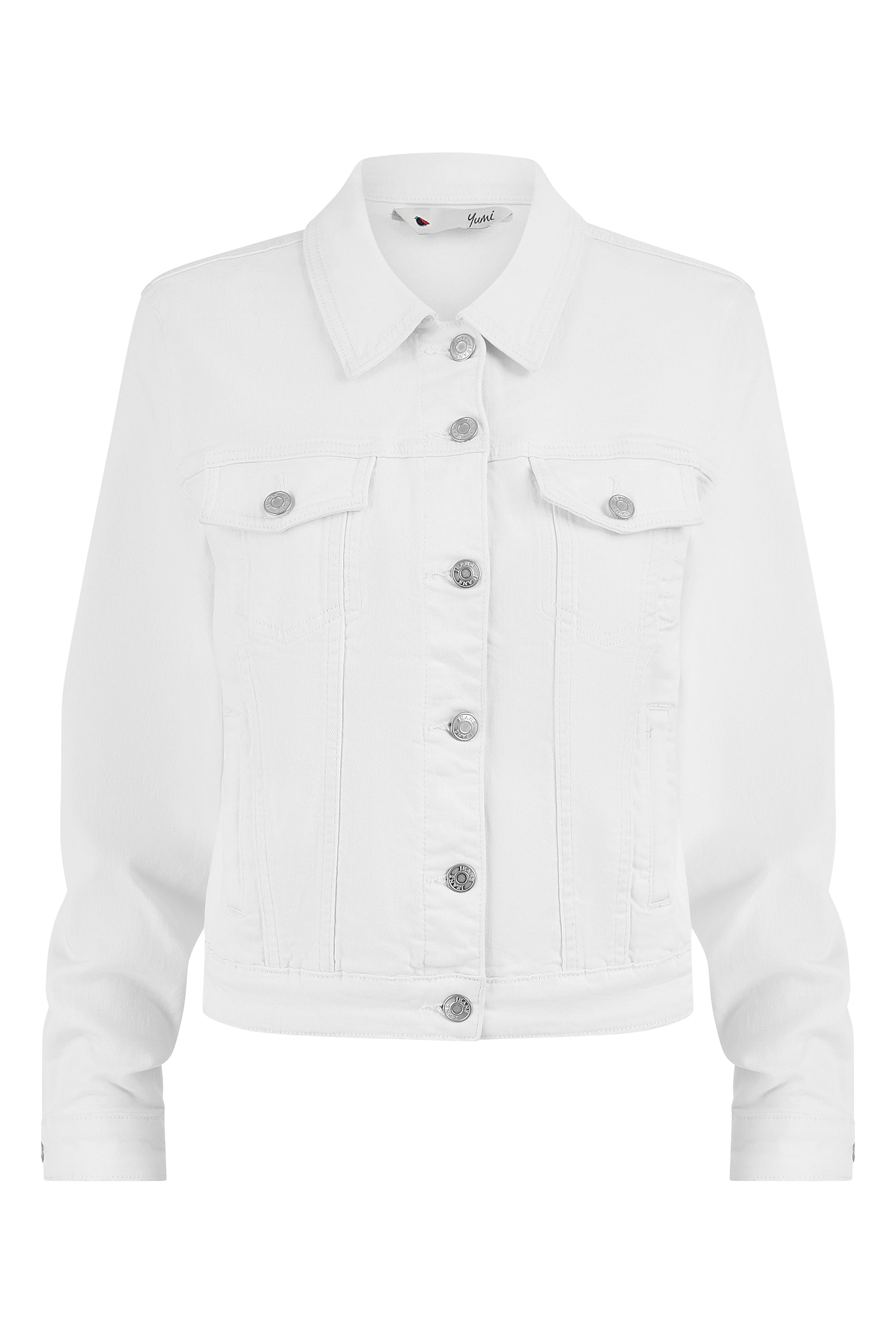 Yumi White Stretch Cotton Denim Jacket JACKET Yumi