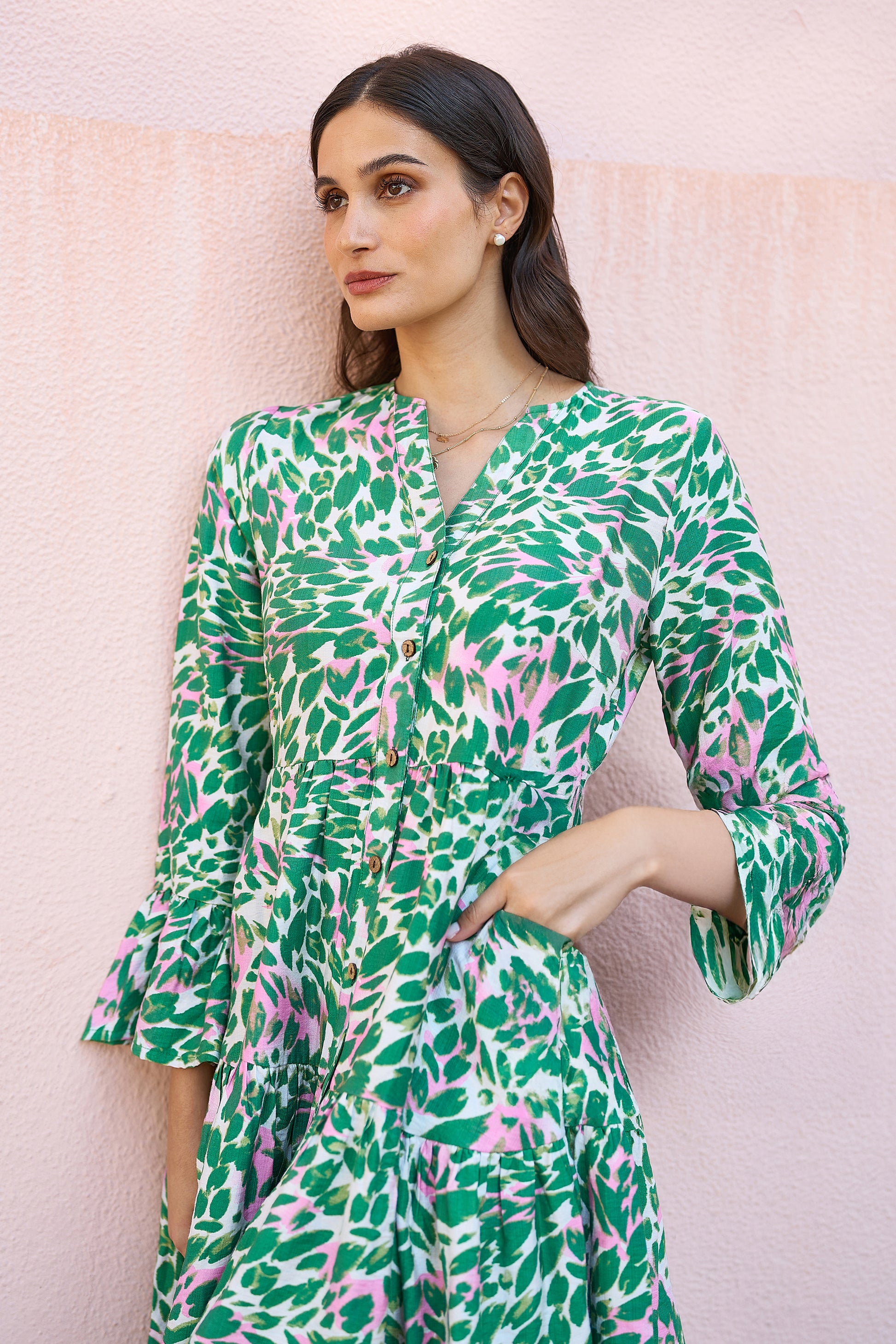 Yumi Green Leopard Print Tunic Beachwear Yumi