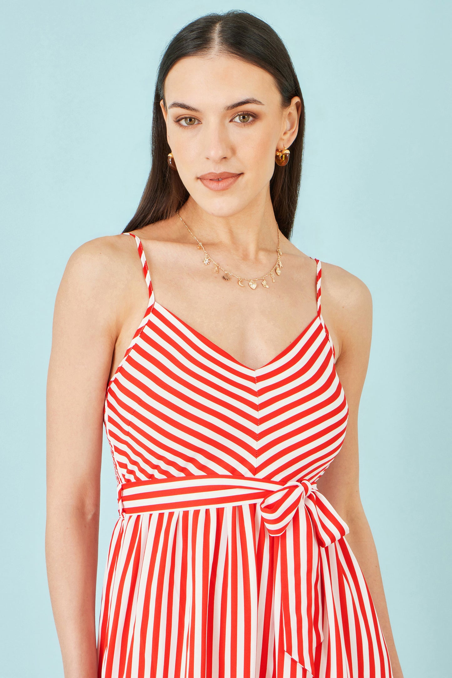 Yumi Red Stripe Midi Sun Dress Beachwear Yumi