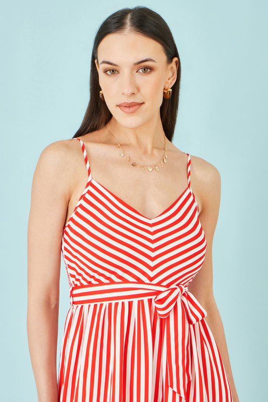 Yumi Red Stripe Midi Sun Dress Beachwear Yumi