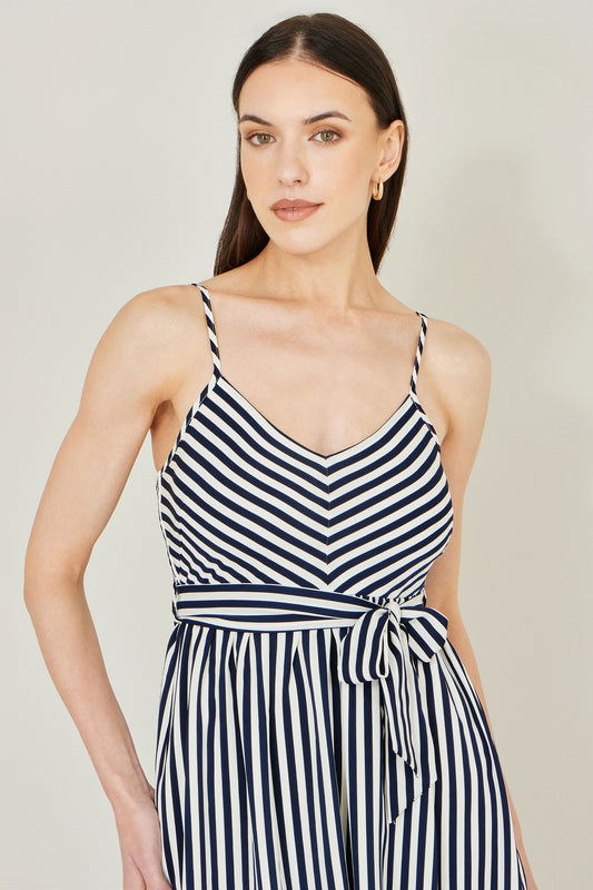 Yumi Navy Stripe Midi Sun Dress Beachwear Yumi