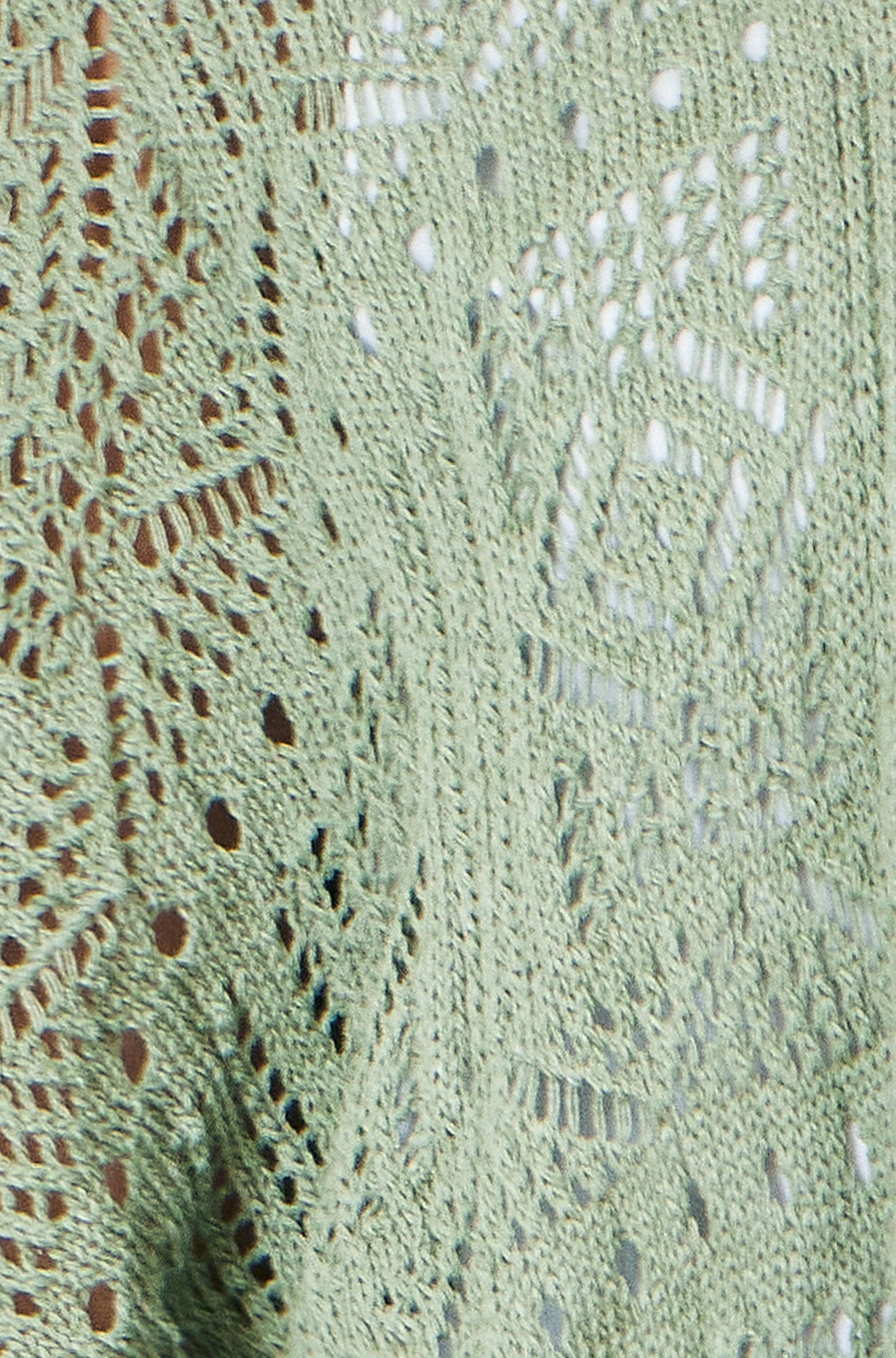 Yumi Green Crochet Edge To Edge 3/4 Sleeve Cardigan Knit Top Yumi
