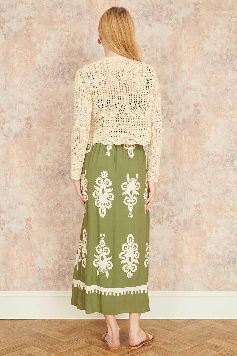 Yumi Beige Crochet Knitted Cropped Cardigan KNIT Cardi Yumi