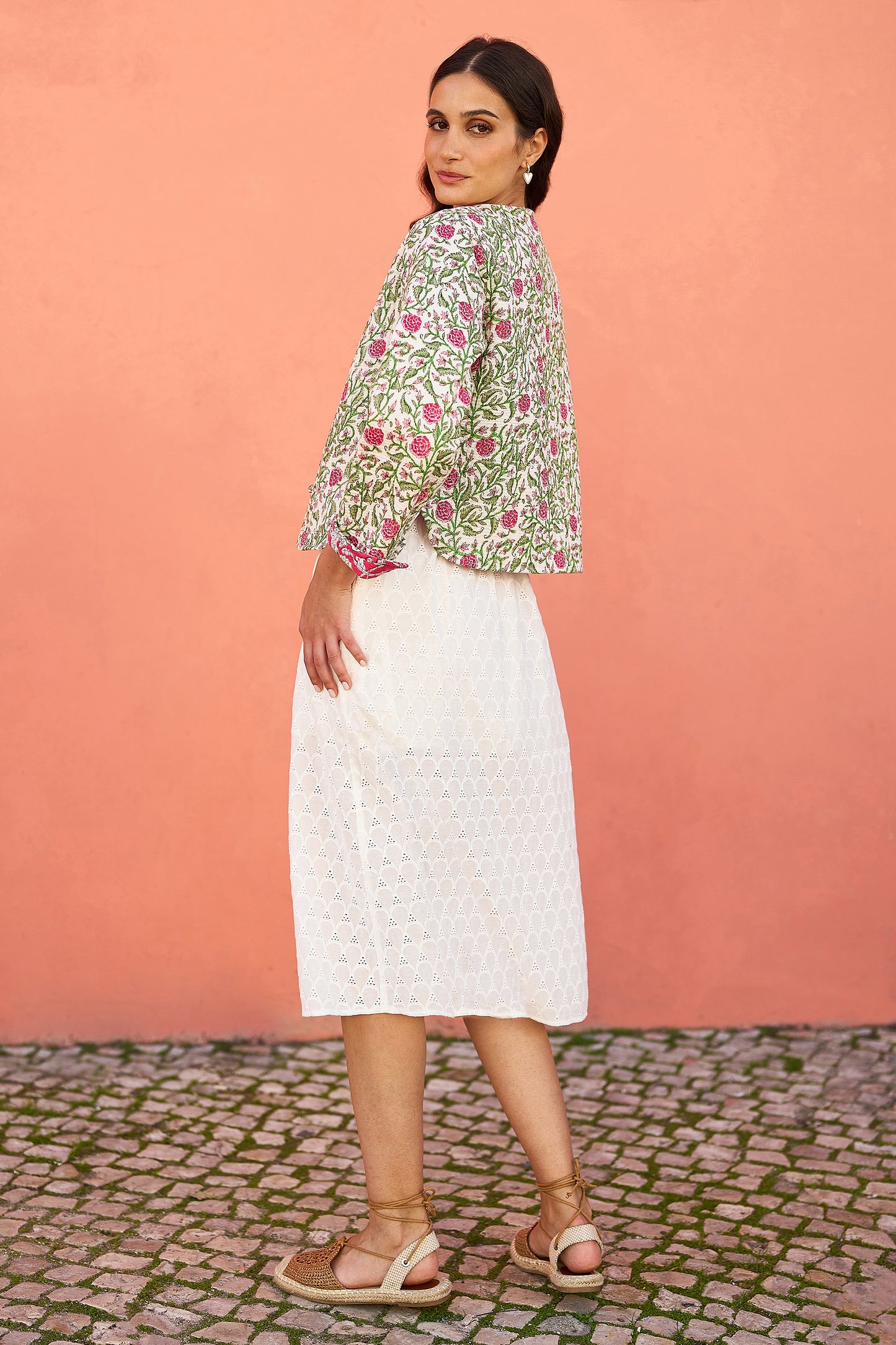 Yumi Pink Floral Reversible Cotton Quilted Jacket JACKET Yumi