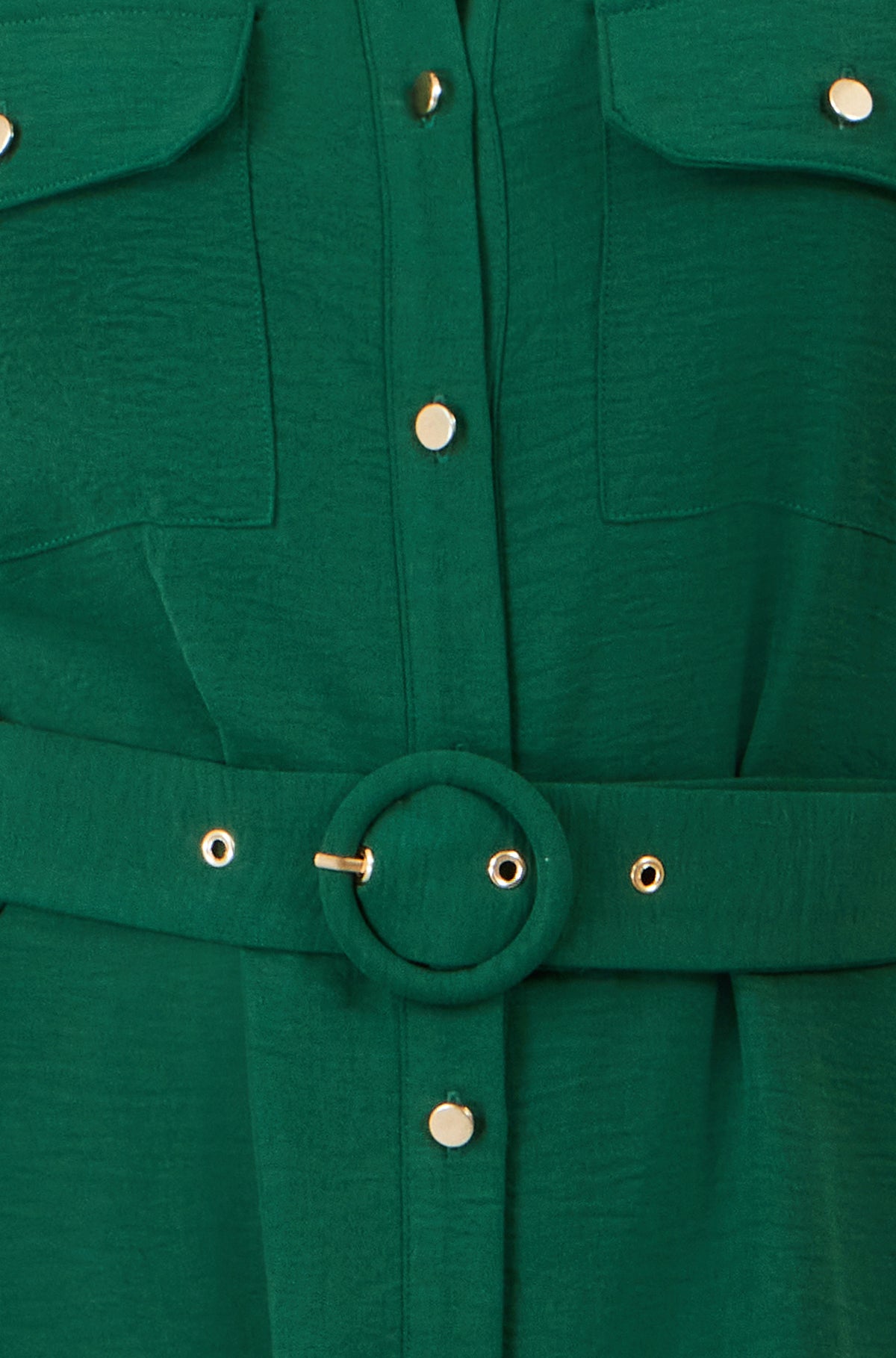 Yumi Green Stretch Midi Shirt Dress Dress Casual Yumi