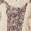 Yumi Cream Fur Biker Jacket With Leopard Print JACKET Yumi